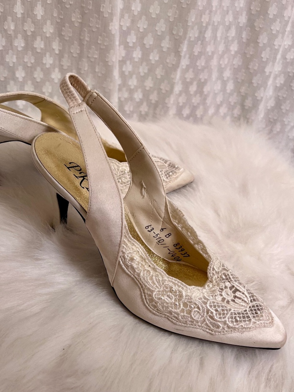 Vintage Bridal sling back shoes